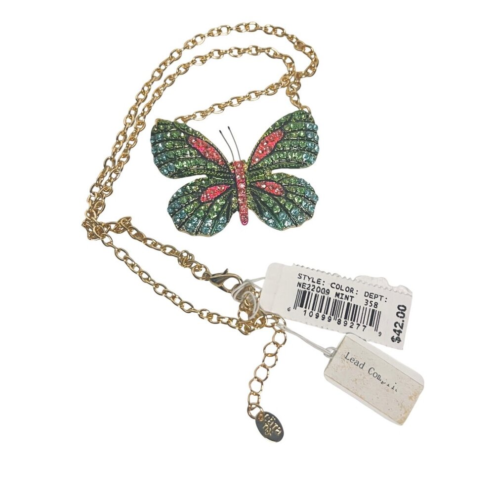 Cara NY Gold Tone Necklace With Rhinestone Butterfly Pendant (6285) - Picture 5 of 6